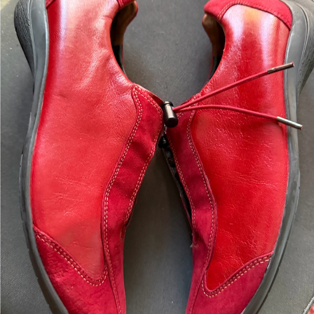 Paul Green Red Leather Women's Loafers - Picture 8 of 16
